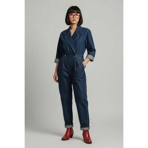 Mizz Lizz Vintage 80s Retro Utility Boiler Suit Denim Jumpsuit 11/12
